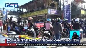 Mobil Patroli Polisi bubarkan kerumunan komunitas motor di Lembang
