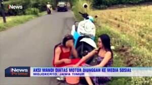 Polisi Akan Bina dan Tilang Pelaku Video Viral Mandi di Atas Motor