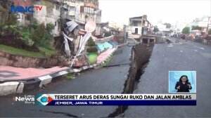 Tujuh Ruko Amblas di Jember Setelah Beton Penahan Roboh