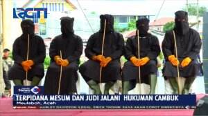 20 Terpidana Mesum dan Judi Kena Hukum Cambuk di Aceh
