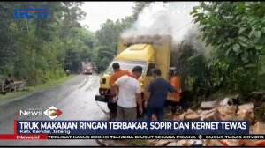 Tersangkut Kabel Listrik Tegangan Tinggi, Truk Boks Terbakar