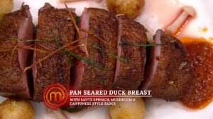 Pan Seared Duck Breast with Saute Spinach, Mushroom and Cantonese Style Sauce Ala Aziz - MasterChef Season 7