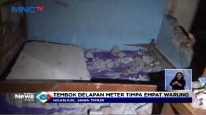Tembok Delapan Meter Roboh Timpa Empat Warung di Nganjuk