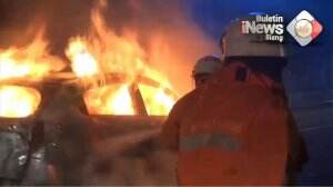 Mobil Terbakar Di Tol