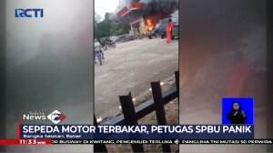 Sebuah Motor Terbakar Saat Mengisi Bahan Bakar Di SPBU
