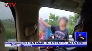 Viral, Seorang Ibu Dan Kedua Anaknya Berjalan Kaki Di Jalan Tol