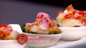 Scallop with Plecing Casava Leaf & Tomato Kecombrang Salsa Ala Clava - MasterChef Season 7