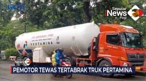Kecelakaan Pemotor Tabrak Truk Pertamina