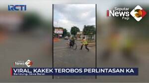 Viral Kakek Nekat Menerobos Perlintasan Kereta Api