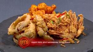 Crispy Tofu, Spicy Mushroom, Onion Ring Ala Audrey - MasterChef Season 7