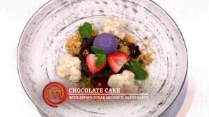 Chocolate Cake With Brown Sugar Mousse And Berry Sauce Ala Audrey - MasterChef Season 7