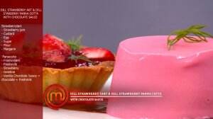 Dill Strawberry Art And Dill Strawberry Panna Cotta With Chocolate Sauce Ala Becca- MasterChef Season 7