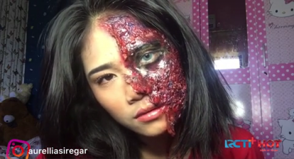 Muka kebakar make up halloween.