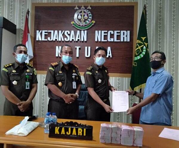 Kejaksaan Terima Pembayaran Denda Rp 200 Juta Dari Terpidana Korupsi Eks Bupati Natuna
