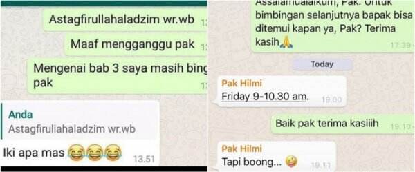 19 Chat lucu mahasiswa ke dosen ini bikin nggak habis pikir