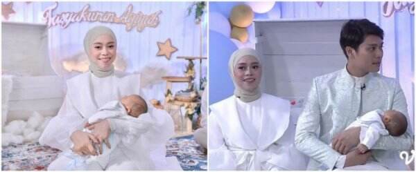 9 Detail gaya Lesty di akikahan baby L, gaunnya panjang menjuntai