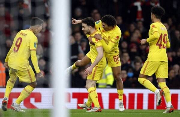 Hasil Arsenal vs Liverpool di Semifinal Piala Liga Inggris 2021-2022: 2 Gol Diogo Jota Antar The Reds ke Final!