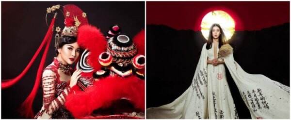 Pemotretan 8 seleb tema Imlek 2022, Sarwendah pose bareng barongsai