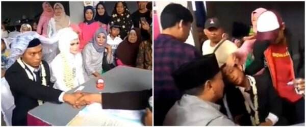 Viral pria pingsan usai ijab kabul, reaksi mempelai wanita disorot