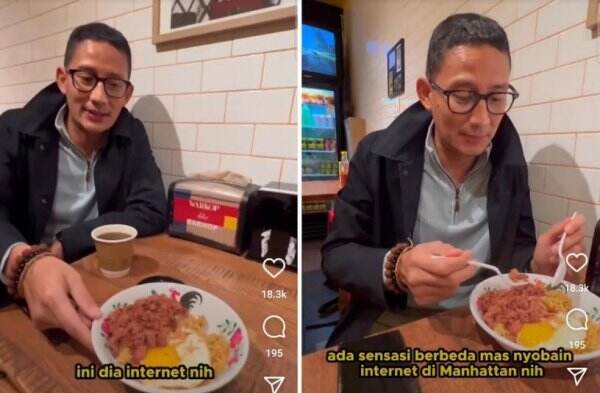 Mampir ke Warkop di New York, Sandiaga Uno Santap Mi Goreng Telur Kornet
