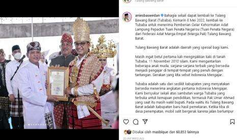 Raih Gelar Adat Tuan Penata Negara, Anies: Insya Allah akan Kami Jalani Sebaik-baiknya