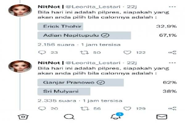 Warganet Buka Polling di Twitter, Adian Napitupulu Menang Atas Erick Thohir