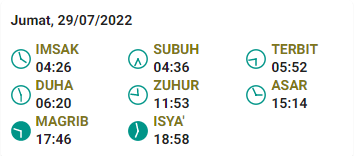 Jadwal Sholat Wilayah Pemalang dan Sekitarnya Hari Ini Jum’at 29 Juli 2022