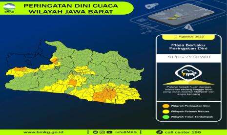 Prakiraan Cuaca Jabar Hari Ini 12 Agustus 2022, Bandung, Cianjur, Sumedang Hujan