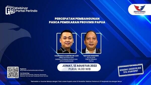 Webinar Perindo, Kemendagri Sebut Perlu Akselerasi Pembangunan Pascapemekaran di Papua