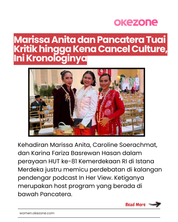Marissa Anita dan Pancatera Tuai Kritik hingga Kena Cancel Culture, Ini Kronologinya Marissa Anita dan Pancatera Tuai Kritik hingga Kena Cancel Culture, Ini Kronologinya