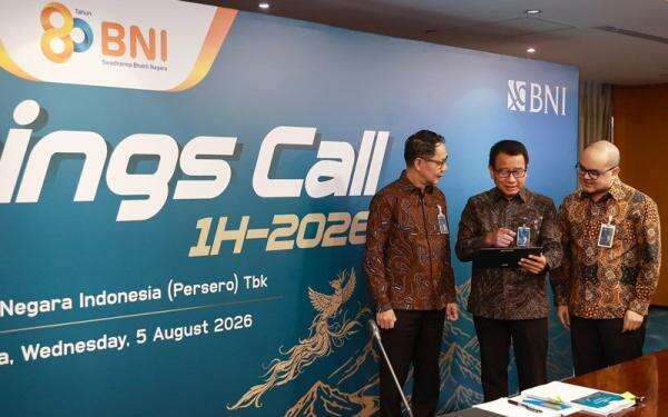 BNI (BBNI) Cetak Laba Bersih Rp10,8 Triliun di Semester I-2026, Kredit Melesat 24,4 Persen BNI (BBNI) Cetak Laba Bersih Rp10,8 Triliun di Semester I-2026, Kredit Melesat 24,4 Persen