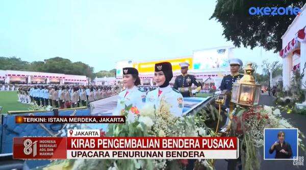 Upacara Penurunan Bendera HUT Ke-81 RI Selesai, Sang Saka Merah Putih Dikirab ke Monas Upacara Penurunan Bendera HUT Ke-81 RI Selesai, Sang Saka Merah Putih Dikirab ke Monas
