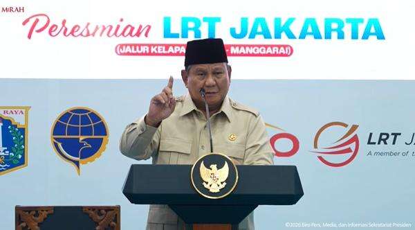 Prabowo Resmikan LRT Kelapa Gading-Manggarai, Tarif Rp8 Selama 8 Hari Prabowo Resmikan LRT Kelapa Gading-Manggarai, Tarif Rp8 Selama 8 Hari