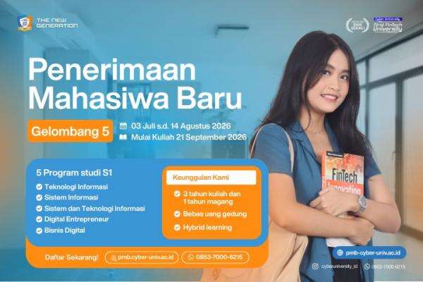 PMB Cyber University Gelombang 5 Dibuka, Siap Kerja lewat CLP 3+1 PMB Cyber University Gelombang 5 Dibuka, Siap Kerja lewat CLP 3+1