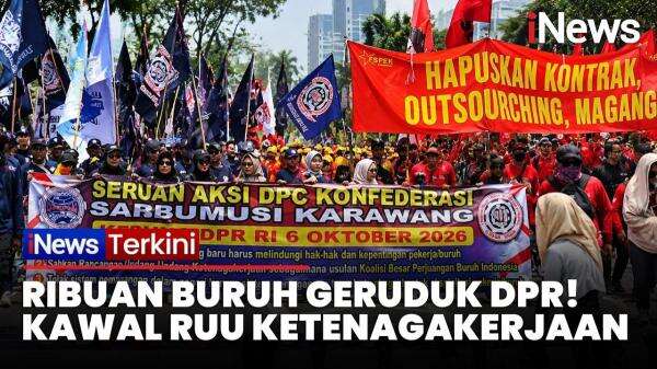 Kawal Pembahasan RUU Ketenagakerjaan, Elemen Buruh Gelar Aksi di Depan DPR Kawal Pembahasan RUU Ketenagakerjaan, Elemen Buruh Gelar Aksi di Depan DPR