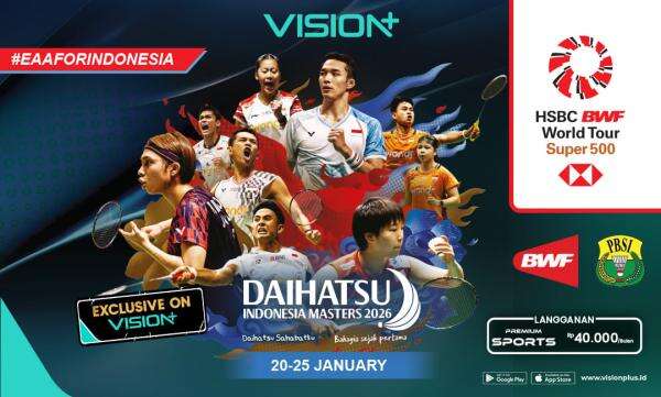 Jadwal Lengkap dan Link Live Streaming Indonesia Masters 2026, Saksikan di VISION+ Jadwal Lengkap dan Link Live Streaming Indonesia Masters 2026, Saksikan di VISION+