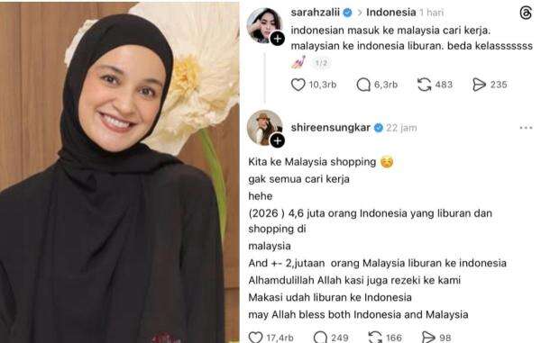 Balas Sindiran soal Orang Indonesia Cari Kerja, Shireen Sungkar: Kita ke Malaysia Shopping Balas Sindiran soal Orang Indonesia Cari Kerja, Shireen Sungkar: Kita ke Malaysia Shopping