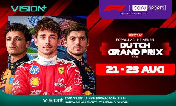 Jadwal Lengkap F1 GP Belanda 2026, Live di Vision+! Jadwal Lengkap F1 GP Belanda 2026, Live di Vision+!