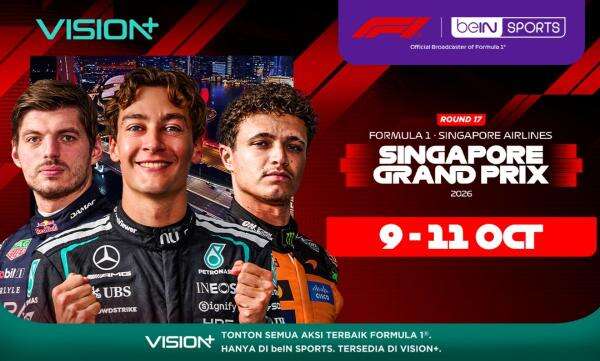 Jadwal dan Link Live Streaming F1 GP Singapura 2026 di Vision+ Jadwal dan Link Live Streaming F1 GP Singapura 2026 di Vision+