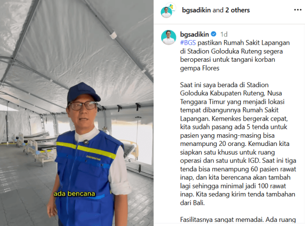 Intip Fasilitas RS Lapangan Ruteng, Tenda Faskes Darurat untuk Korban Gempa NTT Intip Fasilitas RS Lapangan Ruteng, Tenda Faskes Darurat untuk Korban Gempa NTT