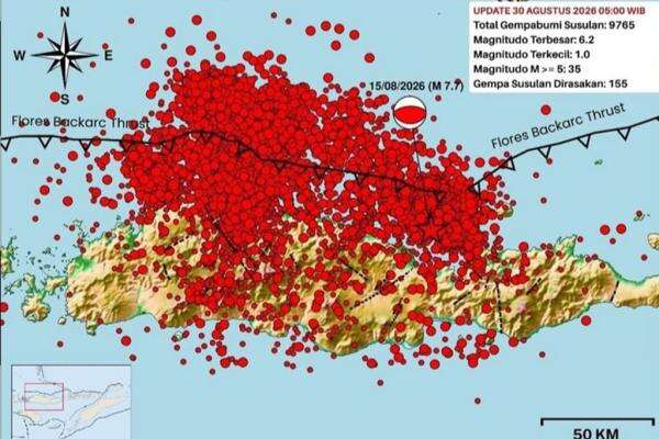 BMKG Catat 9.765 Gempa Susulan Pascagempa M7,7 NTT, 155 Dirasakan BMKG Catat 9.765 Gempa Susulan Pascagempa M7,7 NTT, 155 Dirasakan