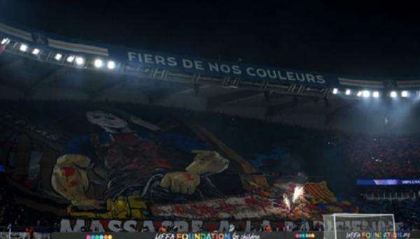 Barcelona Laporkan PSG ke UEFA gegara Tifo Kontroversial, Logo Klub Ditebas Gergaji Mesin Barcelona Laporkan PSG ke UEFA gegara Tifo Kontroversial, Logo Klub Ditebas Gergaji Mesin