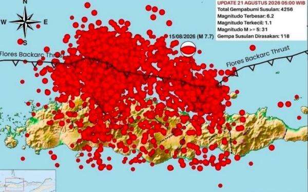 BMKG Catat 4.256 Gempa Bumi Susulan Guncang NTT, 118 Dirasakan Warga BMKG Catat 4.256 Gempa Bumi Susulan Guncang NTT, 118 Dirasakan Warga