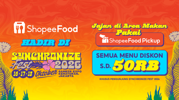 ShopeeFood Berkolaborasi dengan Synchronize Fest 2026, Bisa Pesan Makanan Tanpa Antre Lewat Fitur Pickup ShopeeFood Berkolaborasi dengan Synchronize Fest 2026, Bisa Pesan Makanan Tanpa Antre Lewat Fitur Pickup