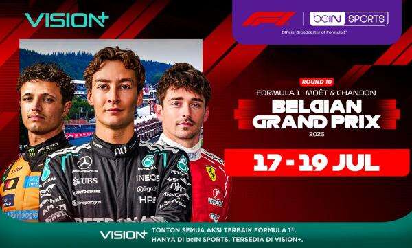 Jadwal dan Link Live Streaming F1 GP Belgia 2026, Saksikan di VISION+! Jadwal dan Link Live Streaming F1 GP Belgia 2026, Saksikan di VISION+!