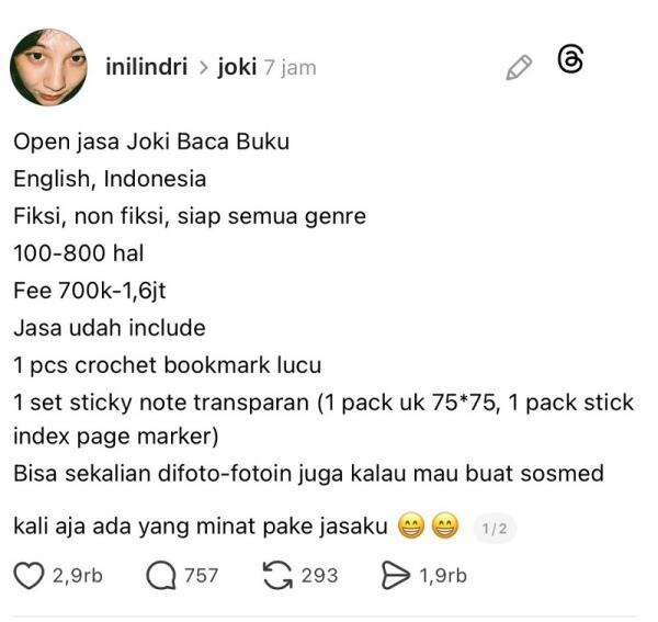 Viral Fenomena Joki Baca Buku, Rela Bayar hingga Rp1,6 Juta demi Konten Medsos Viral Fenomena Joki Baca Buku, Rela Bayar hingga Rp1,6 Juta demi Konten Medsos