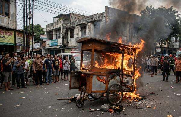 Viral Sopir Taksi Bakar Gerobak Angkringan karena Ribut soal Parkir Viral Sopir Taksi Bakar Gerobak Angkringan karena Ribut soal Parkir