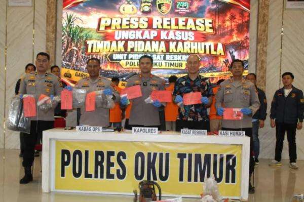Bakar Lahan Berujung Penjara, 6 Tersangka Karhutla di OKU Timur Terancam 15 Tahun Bakar Lahan Berujung Penjara, 6 Tersangka Karhutla di OKU Timur Terancam 15 Tahun