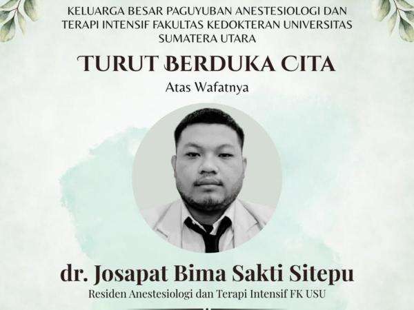 Dokter PPDS Anestesi FK USU dr Josapat Bima Sakti Sitepu Meninggal Dunia Dokter PPDS Anestesi FK USU dr Josapat Bima Sakti Sitepu Meninggal Dunia