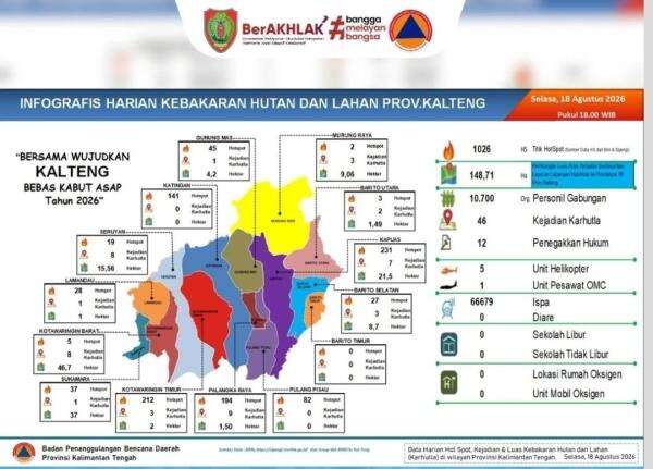 148,71 Hektare Hutan dan Lahan di Kalteng Terbakar, Picu 66.679 Kasus ISPA 148,71 Hektare Hutan dan Lahan di Kalteng Terbakar, Picu 66.679 Kasus ISPA
